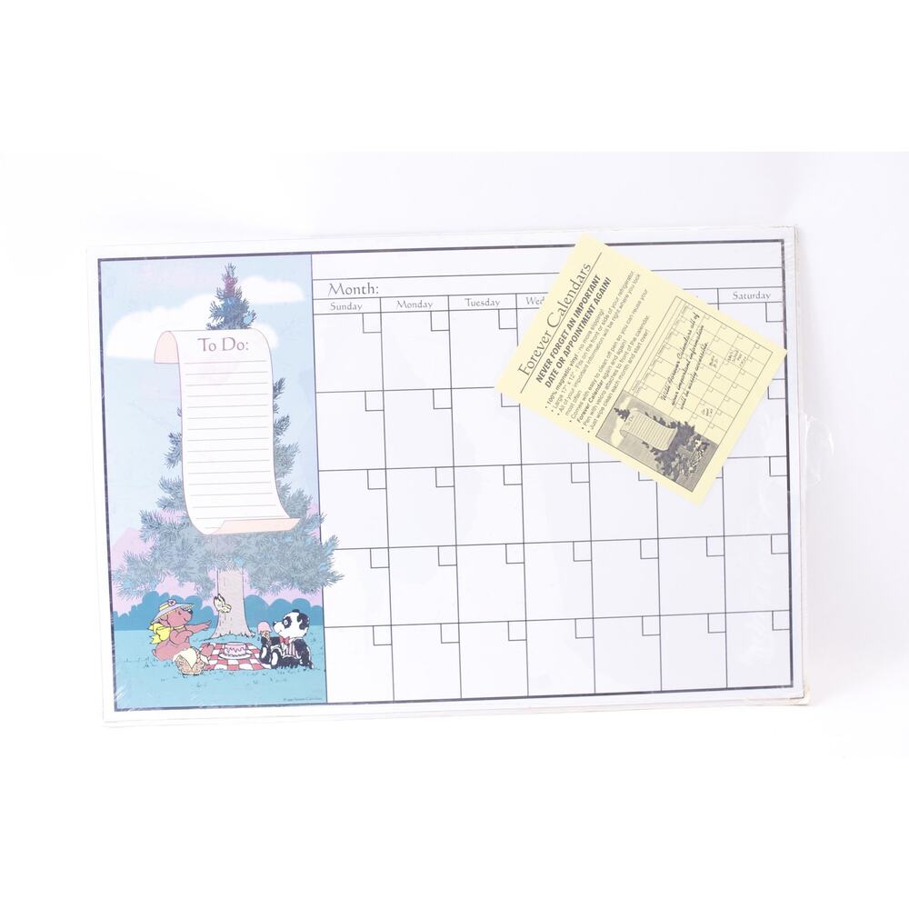 Forever Calendar, 1995, To Do List, Month and Days, Magnetic Vinyl, 17 x 12"